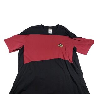Star Trek Uniform Sci Fi Cosplay Shirt Mens Size XXL Red Black Emblems